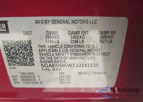 2018 Buick Enclave Premium z USA, uszkodzony, nr VIN 5GAEVBKW7JJ141150